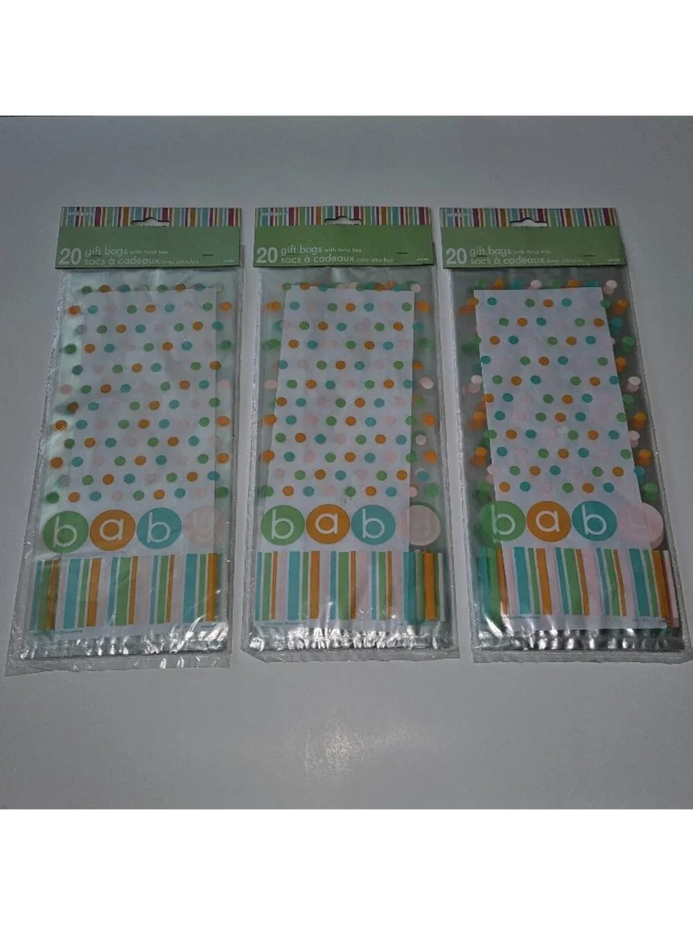 NEW Baby Boy Girl Loot Gift Bag Lot Blue Green Orange Pink Polka Dot Bday Shower